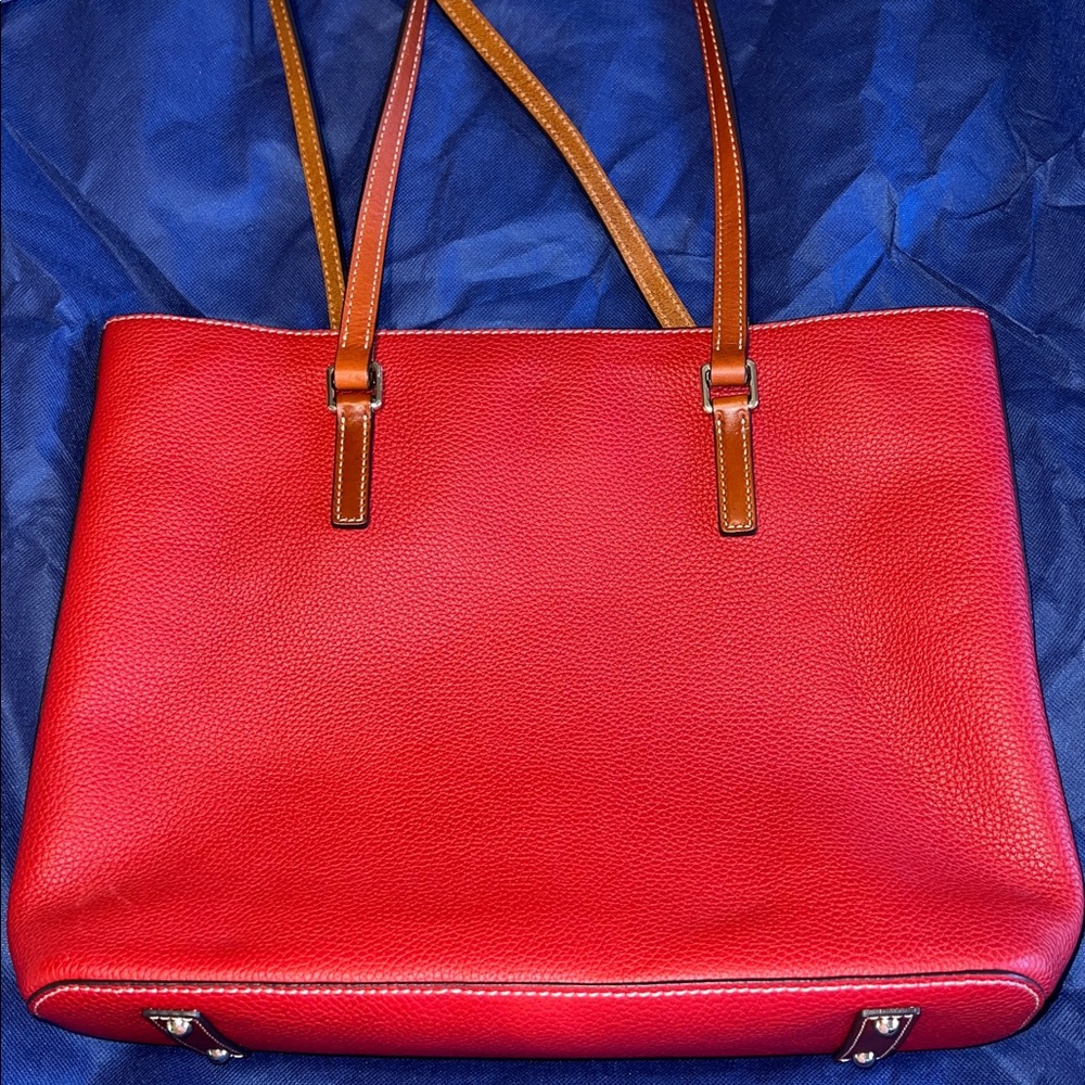 Dooney & Bourke Red Pebbled Leather Tote Bag - Picture 8 of 12